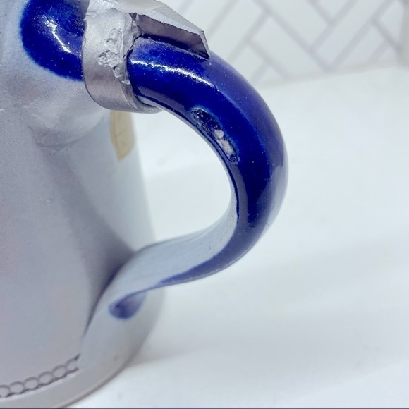 Vintage German Authentic Salt Glaze Handpainted Pottery Stein Mug Cobalt Blue - Picture 5 of 8